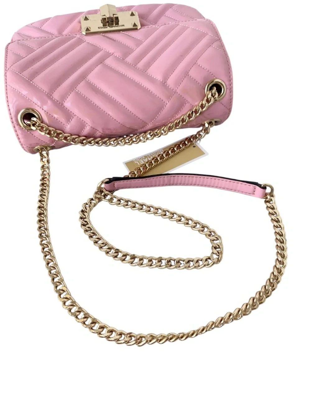 Michael Kors Peyton Pink Quilted Patent Leather Crossbody